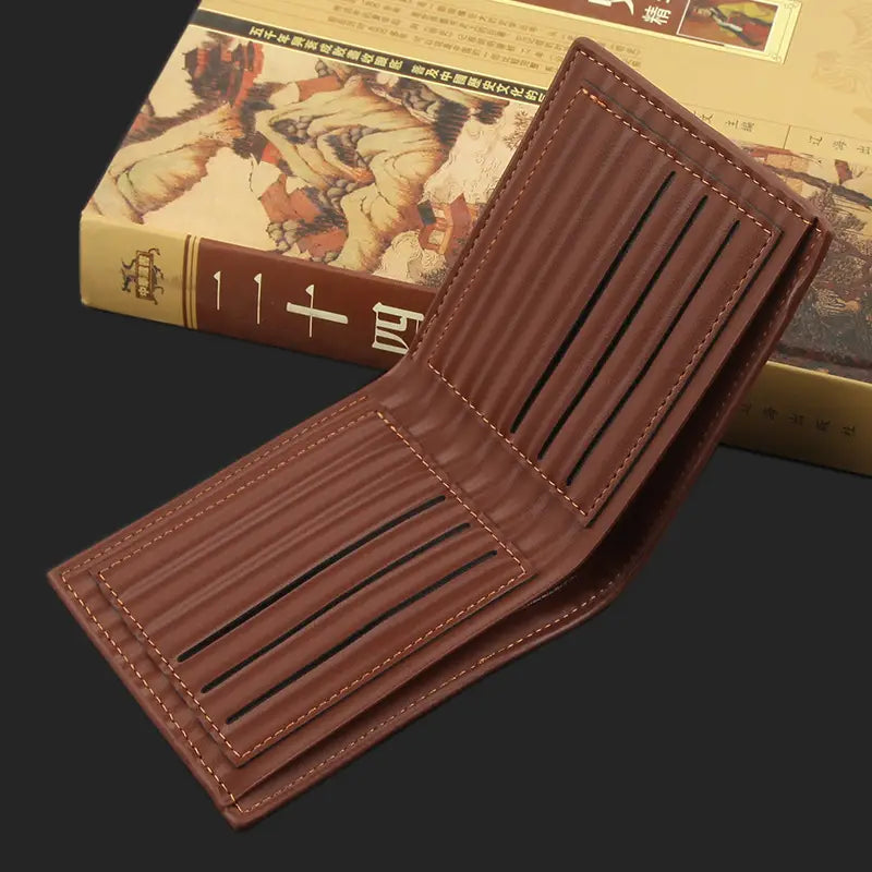 PU Leather Wallet with Multiple Slots in Light Brown for United States