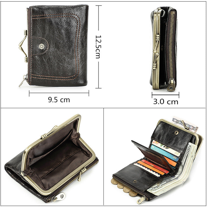 Anti-theft Swiping Top Layer Cowhide Women’s Wallet - Thief-Proof Layer Cowhide Wallet for Stylish Crime-Fighters