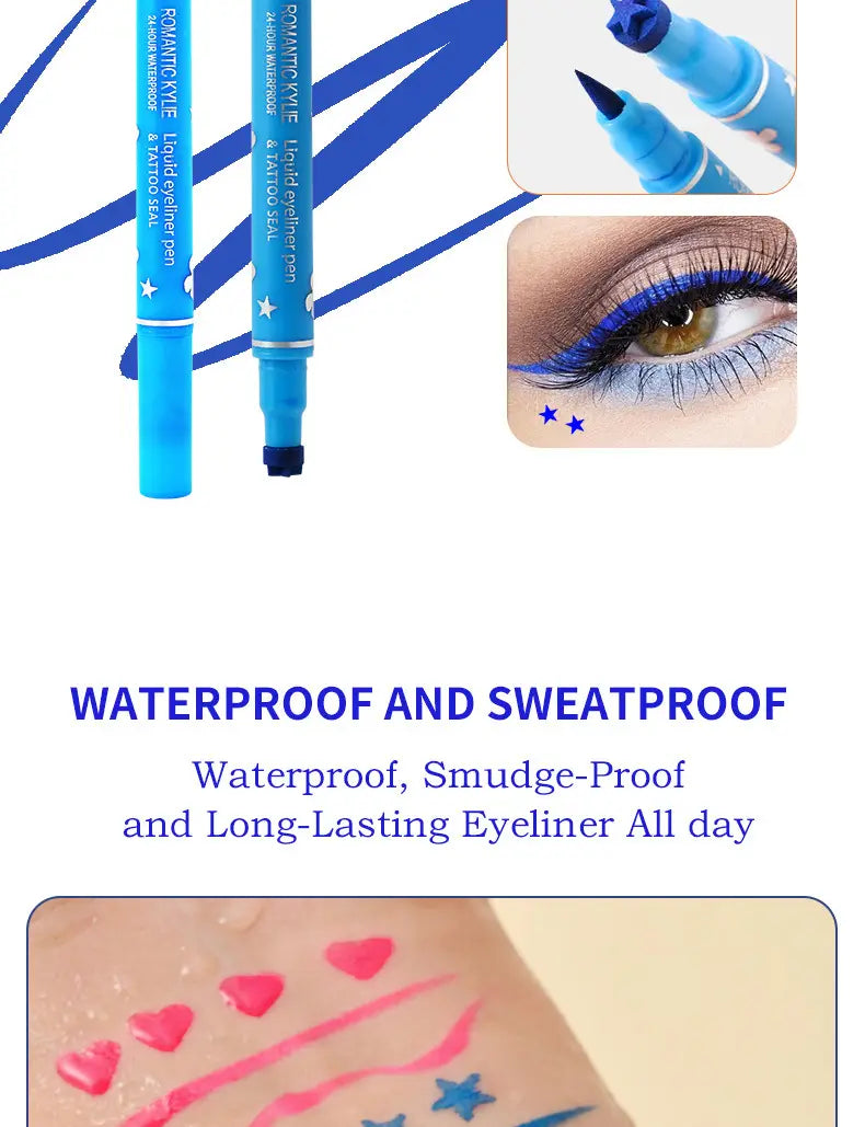 Dual Tip Liquid Eyeliner with Stamp Pen for Precise Eye Makeup
