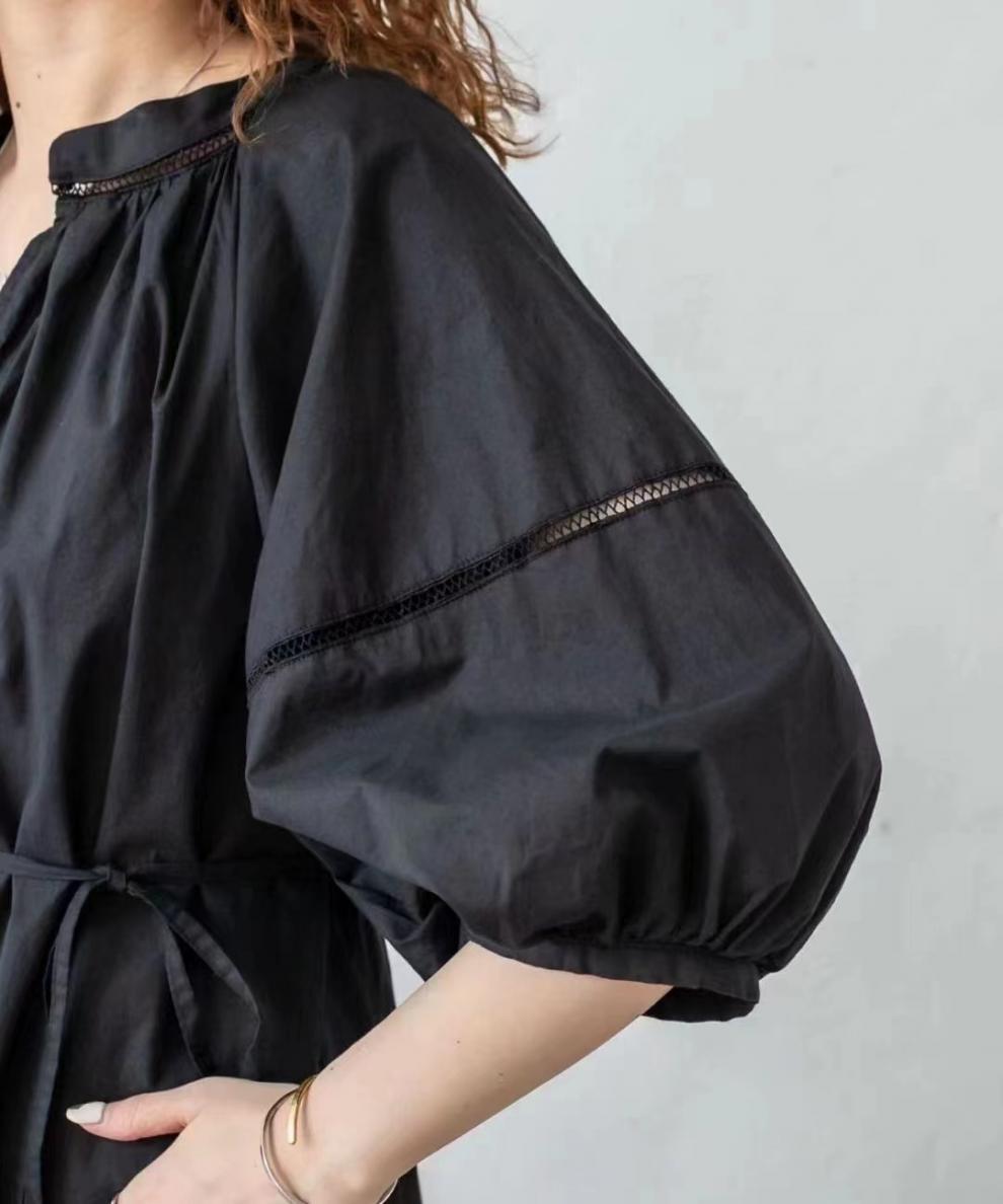 Szyfry kolor, długa spódnica z rękawami w białym czarnym khaki