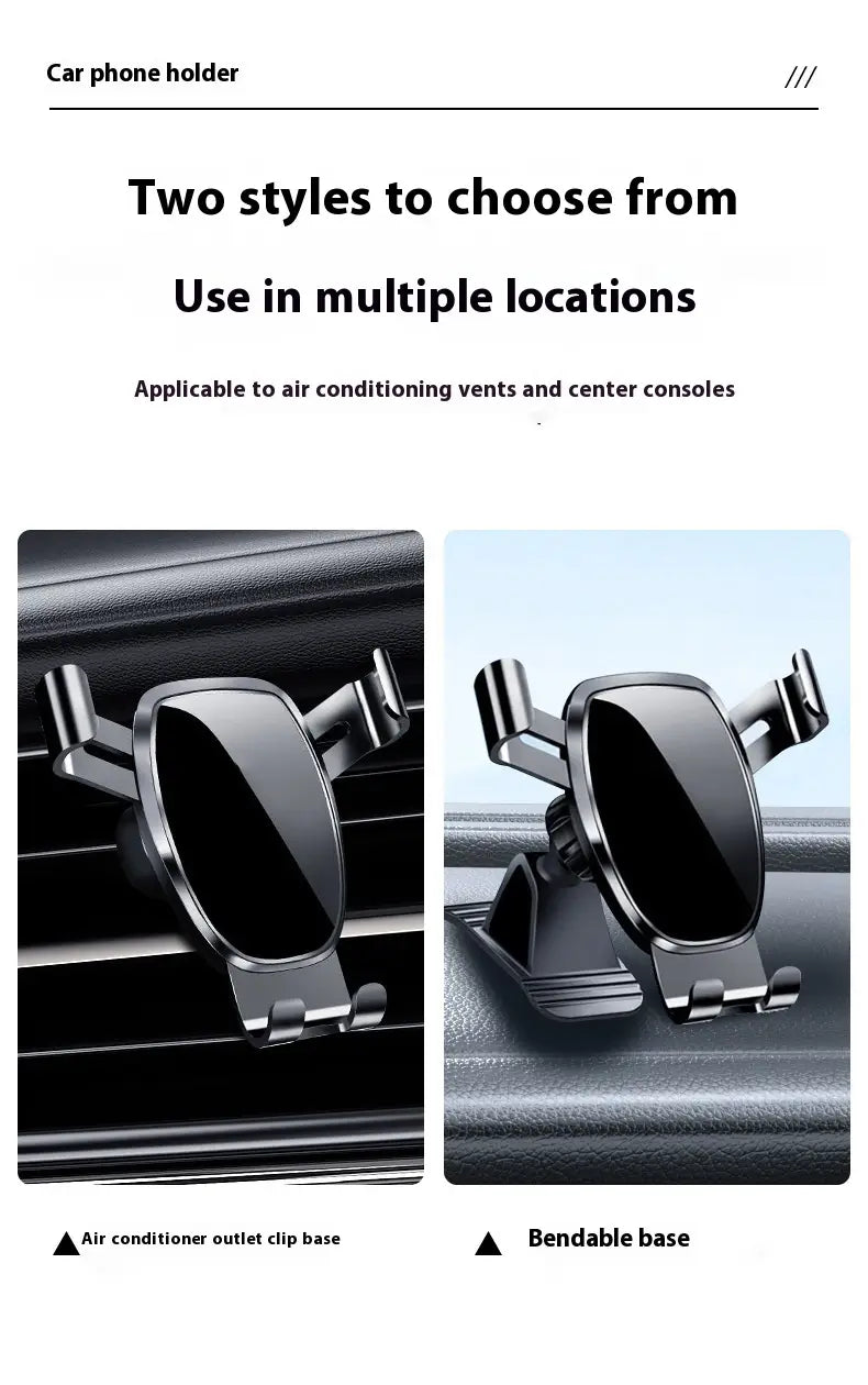 Elegant Frosted and Mirror Car Phone Holder with Shockproof Navigation Support