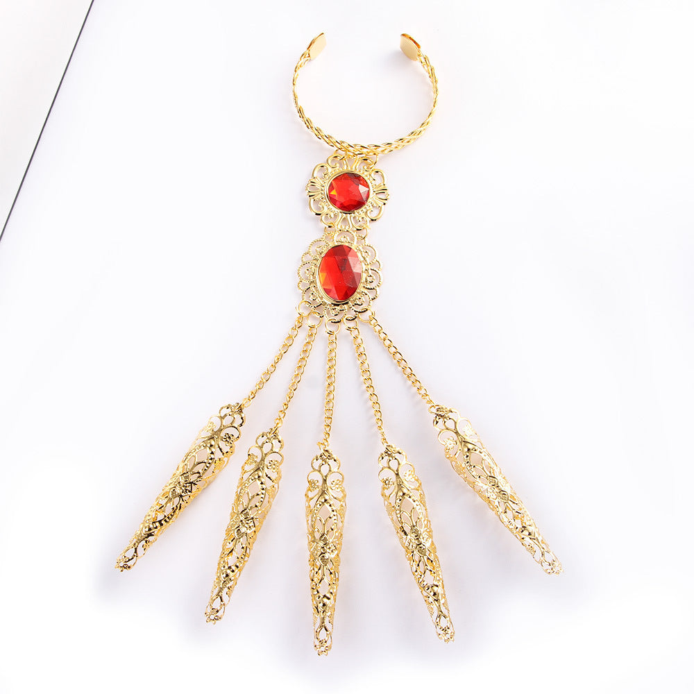 Dance Props Golden Nail Rings Set for Indian Girl Nails and Retro Style - Teleplus dance props golden indian girl nails