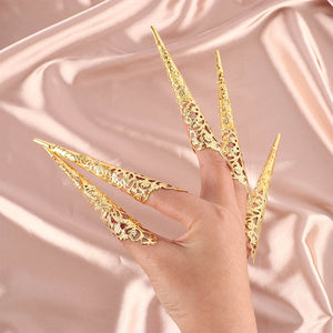 Dance Props Golden Nail Rings Set for Indian Girl Nails and Retro Style - Teleplus dance props golden indian girl nails