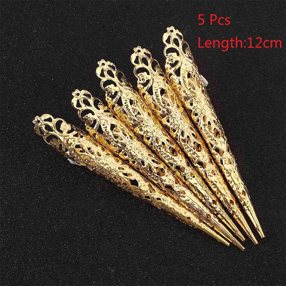 Dance Props Golden Nail Rings Set for Indian Girl Nails and Retro Style - Teleplus dance props golden indian girl nails