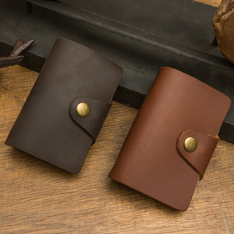 Dark Brown Cowhide Card Holder with Open Design for Wallets - Moo-ve Over Plastic This Rocks cowhide card holder