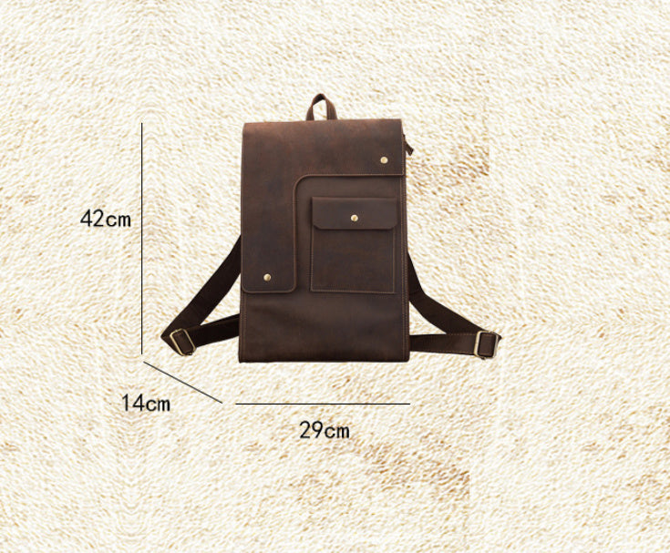 Dark Brown Genuine Leather Tote Bag with Double Strap and 3D Pockets - Teleplus genuine leather