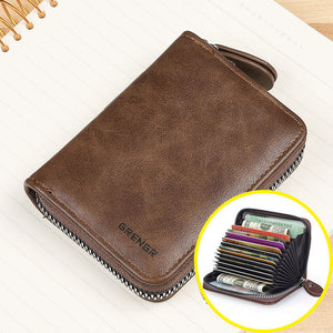 Dark Brown Leather Card Wallet with ID Holder and Storage for Women - Teleplus