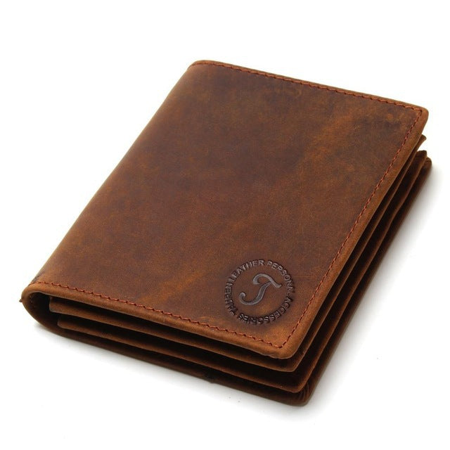 Dark Brown Leather Wallet with Vertical and Horizontal Versions for Men - Teleplus brown leather wallet dark horizontal