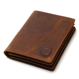 Dark Brown Leather Wallet with Vertical and Horizontal Versions for Men - Teleplus brown leather wallet dark horizontal