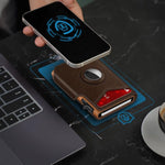 Dark Brown Microfiber Card Holder with Contrast Stitching and Anti-Theft Features - Teleplus dark brown microfiber card