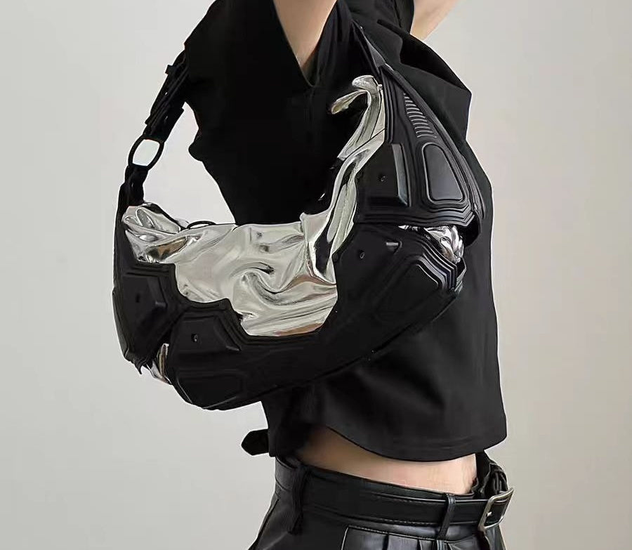 Dark Functional Underarm Crescent Bag with Three-Dimensional Pocket for Daily - dark functional underarm crescent