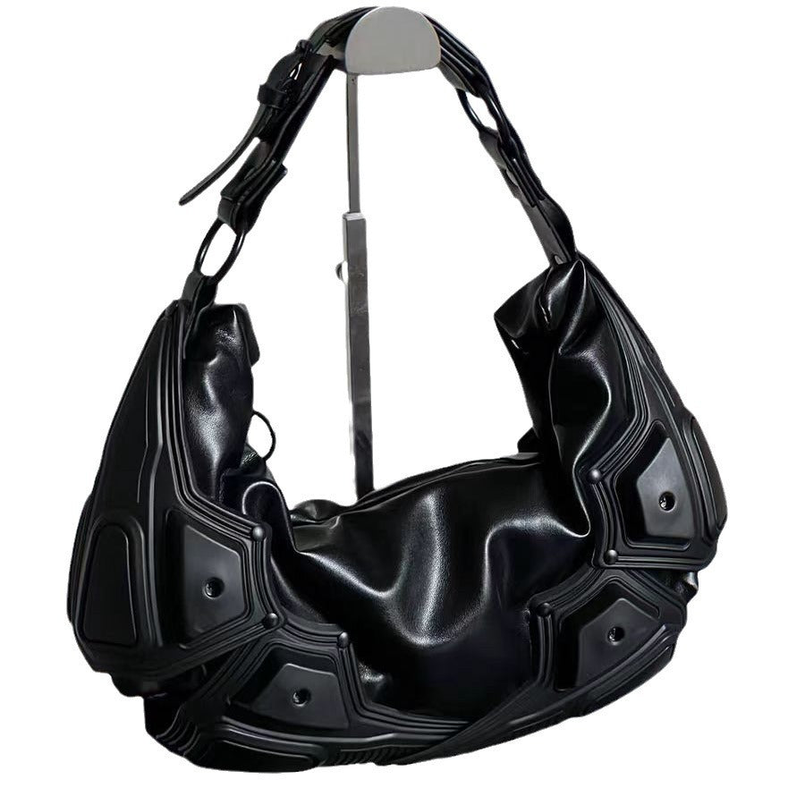 Dark Functional Underarm Crescent Bag with Three-Dimensional Pocket for Daily - dark functional underarm crescent