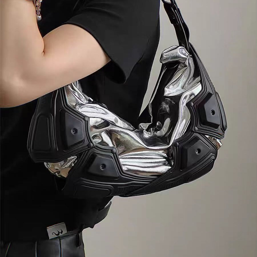 Dark Functional Underarm Crescent Bag with Three-Dimensional Pocket for Daily - dark functional underarm crescent