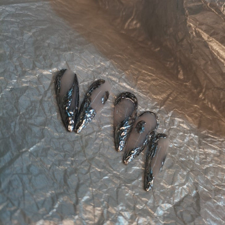 Dark Goth Wind Metal Wear Nail Jewelry with Irregular Pointed Design - Teleplus for Fans dark goth wind irregular metal