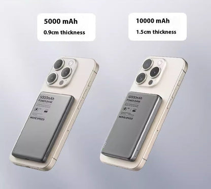 Dark Gray and Titanium Gold Magnetic Mobile Power Bank 15W Portable Wireless - Teleplus transparent magnetic mobile