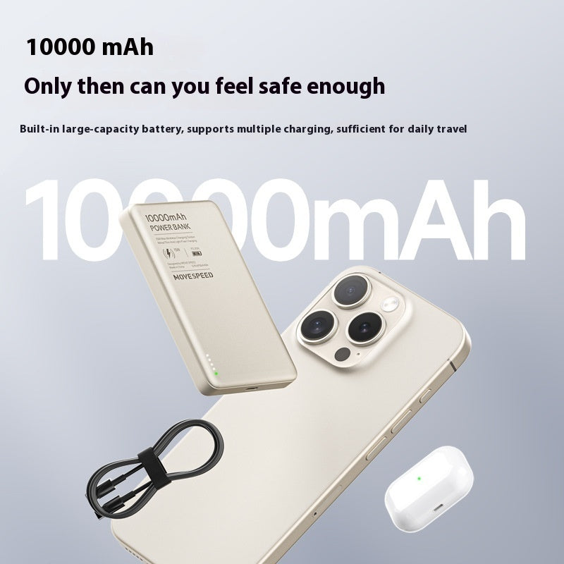 Dark Gray and Titanium Gold Magnetic Mobile Power Bank 15W Portable Wireless - Teleplus transparent magnetic mobile