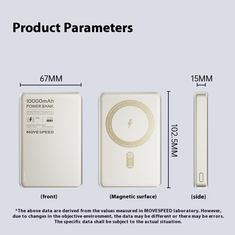 Dark Gray and Titanium Gold Magnetic Mobile Power Bank 15W Portable Wireless - Teleplus transparent magnetic mobile