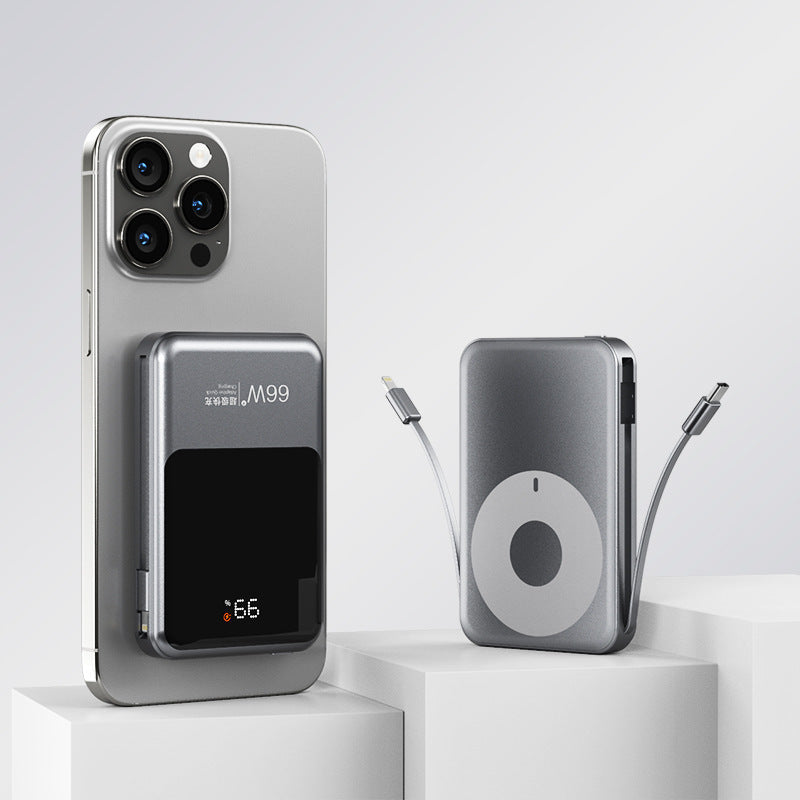 Dark Gray Magnetic Power Bank with Polymer Battery and Fast Charging - Teleplus magnetic power bank fast charging