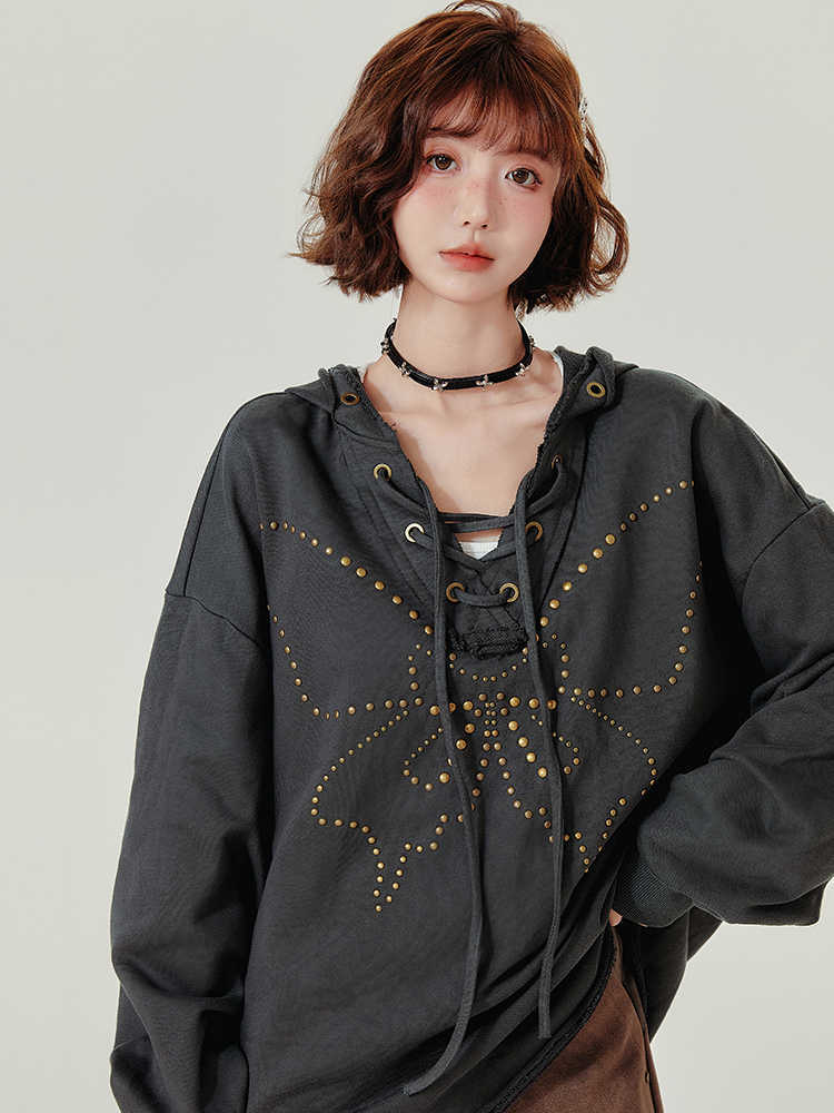 Dark Gray Oversized Cotton Hoodie Long Sleeve Sweatshirt for Women and Men - Unisex Teleplus