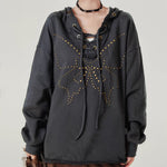 Dark Gray Oversized Cotton Hoodie Long Sleeve Sweatshirt for Women and Men - Unisex Teleplus