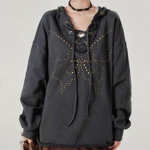 Dark Gray Oversized Cotton Hoodie Long Sleeve Sweatshirt for Women and Men - Unisex Teleplus