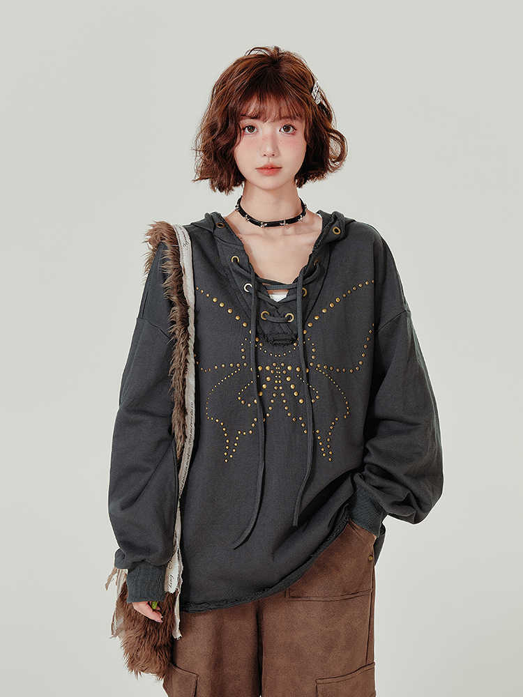 Dark Gray Oversized Cotton Hoodie Long Sleeve Sweatshirt for Women and Men - Unisex Teleplus