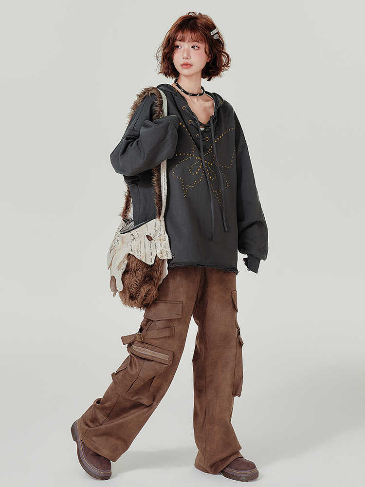 Dark Gray Oversized Cotton Hoodie Long Sleeve Sweatshirt for Women and Men - Unisex Teleplus