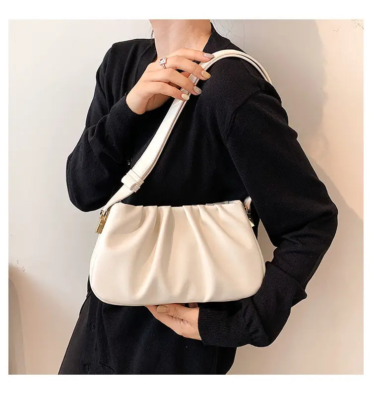 Pleated Cloud Bag Underarm Leather Shoulder Messenger in Multiple Colors