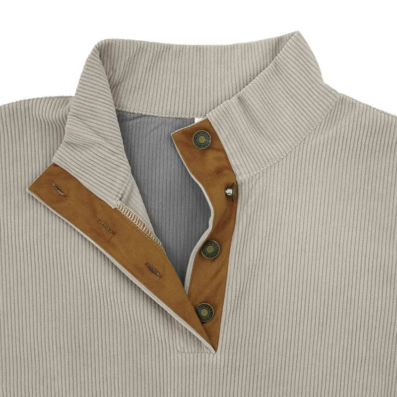 Mens Corduroy Léine Long Sleeve Long Cnaipe Ócáideach Suas Barr Polyester Plus Méid