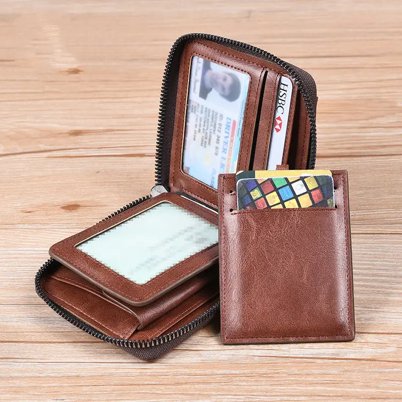 Simple Anti-theft Wallet in Khaki Black or Brown for the United States