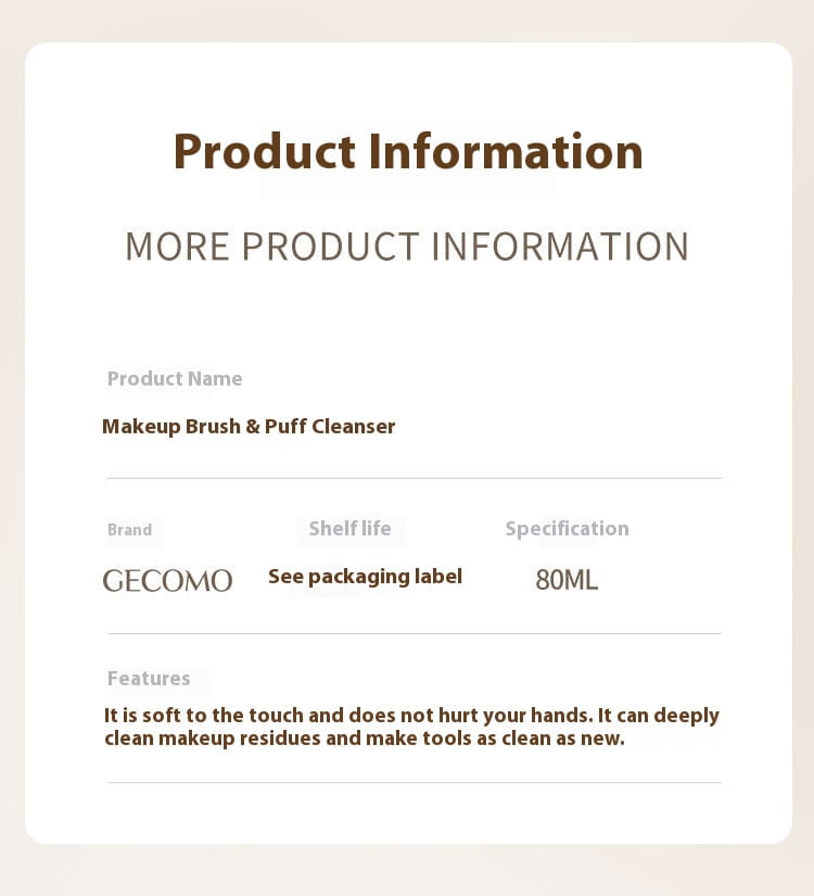 Makeup Brush Powder Puff Cleaner and Wash Free Cleaning Spray Set 80ML