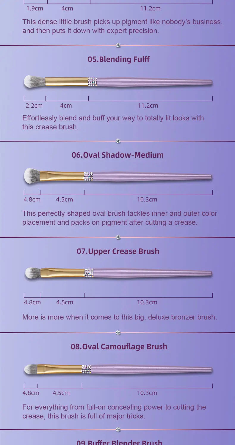 Lilac Purple Makeup Brush Set with 10 Artificial Fiber Brushes