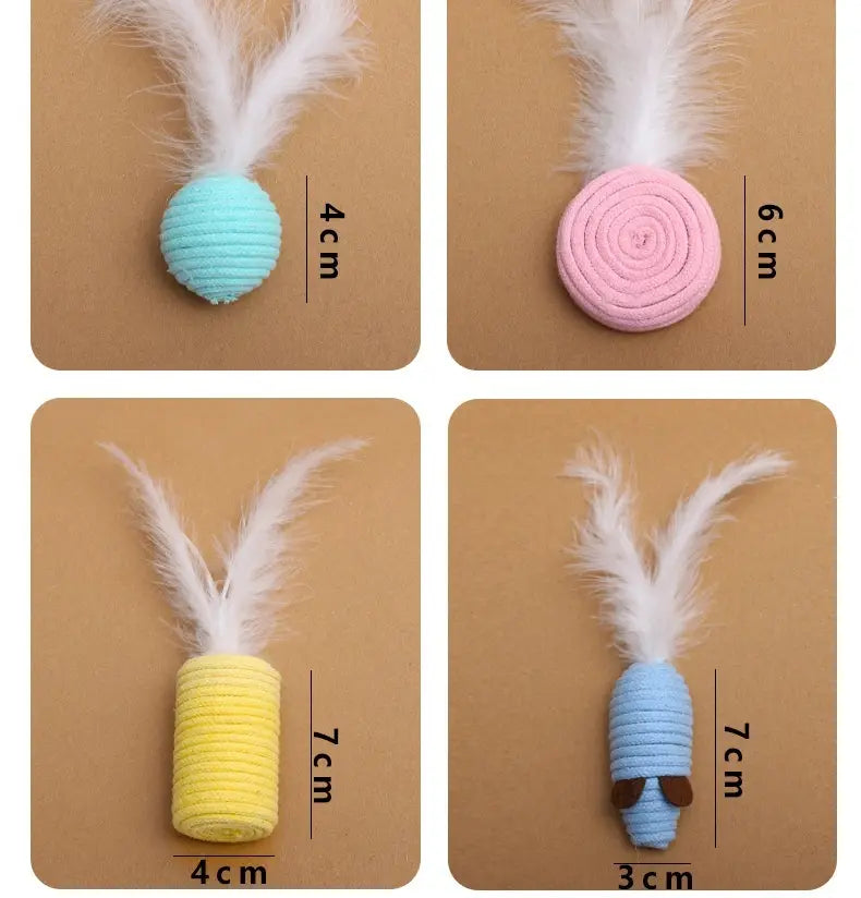 Seitsmetükk puuvill Cat Cat mänguasja, mis on seatud tahketes ja segavärvides