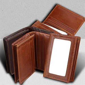 Leather Anti-magnetic RFID Anti-theft Swiping Change Document Package Card Holder - Keep Your Coins Safe with KB86