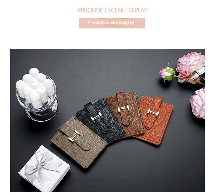 Tahke värvikaardihoidja halli mustas apelsini või karamelli PU materjaliga