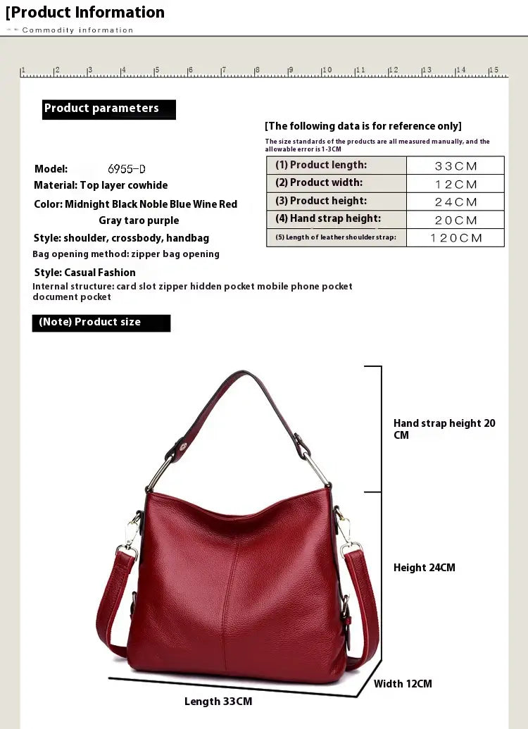 Oryginalna skórzana pionowa walizka średnia miękka torba z krową czarny taro