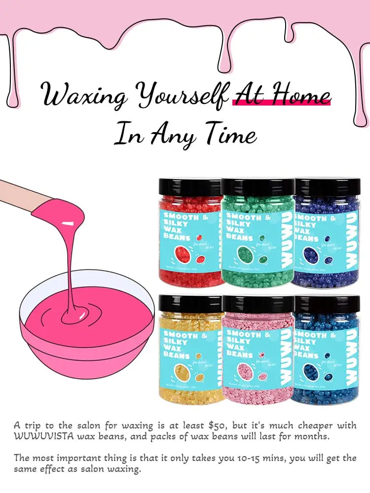 WUWUVISTA 56.4oz Bottled Wax Bean Set Hard Wax Beads Hair Removal Bottle Wax Beans For Wax Heater Painless For All Hair