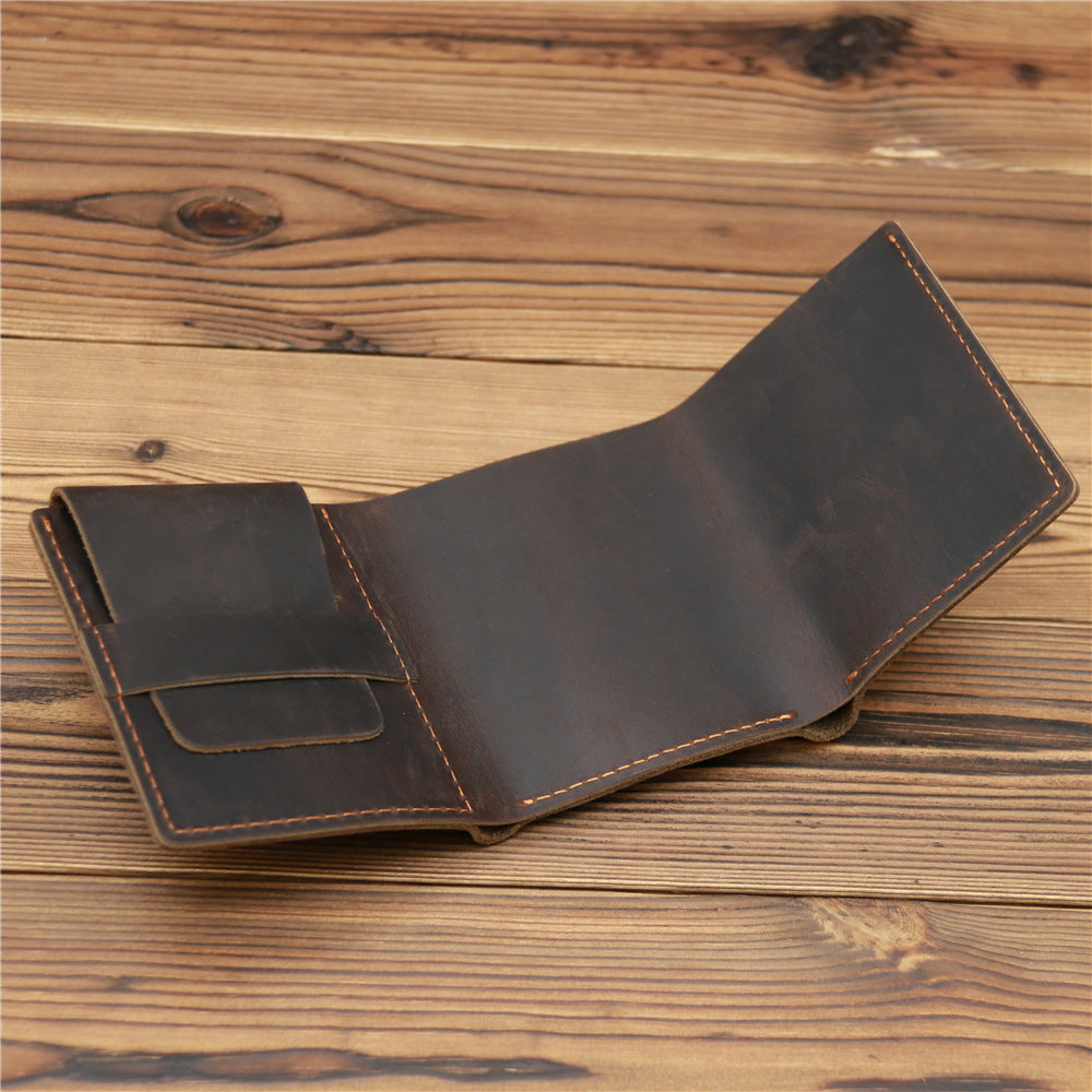 Men’s Retro Crazy Horse Leather Wallet - Unleash Your Inner Cowboy with Our Crazy Wallet