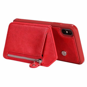 Zipper Wallet Case With Stand Tpu Anti-fall Shell