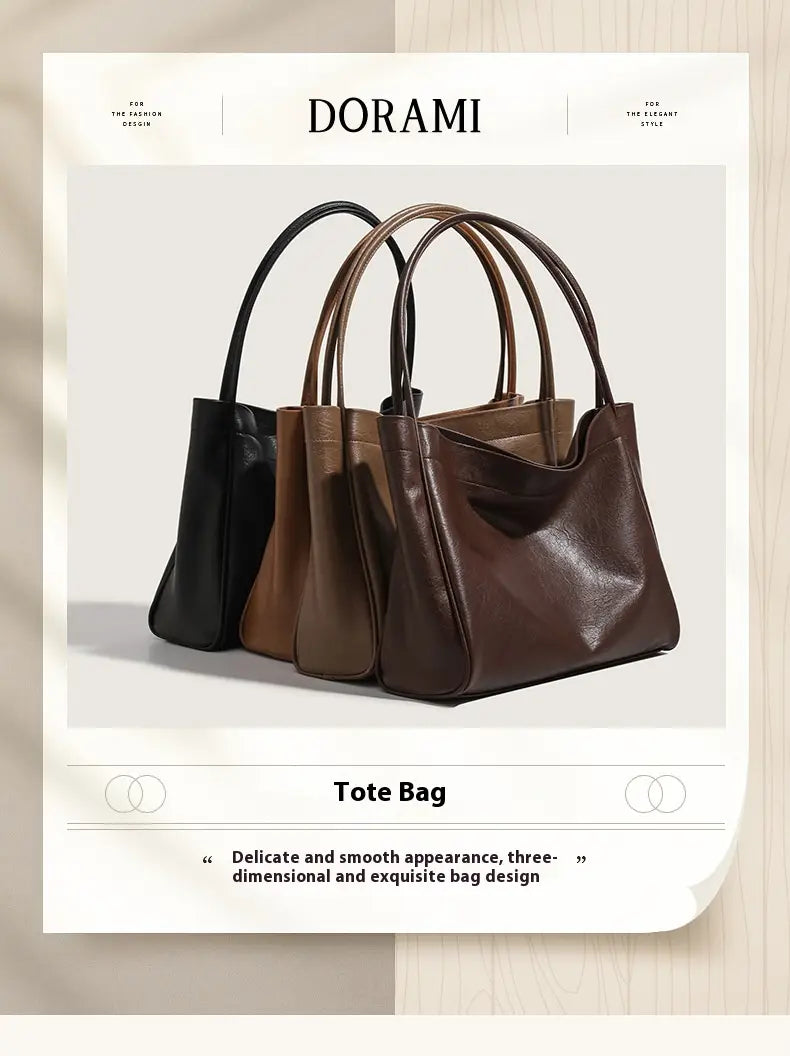 Casual Soft Leather Retro Style Commuter Shopping Shoulder Bag