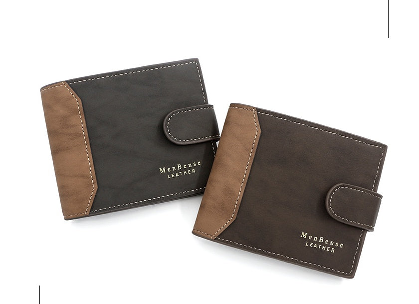 Men’s Wallet Short Style With Korean Edition Hinge Gold Stamping - Korean Hinge Wallet: Where Style Meets Secret Stash