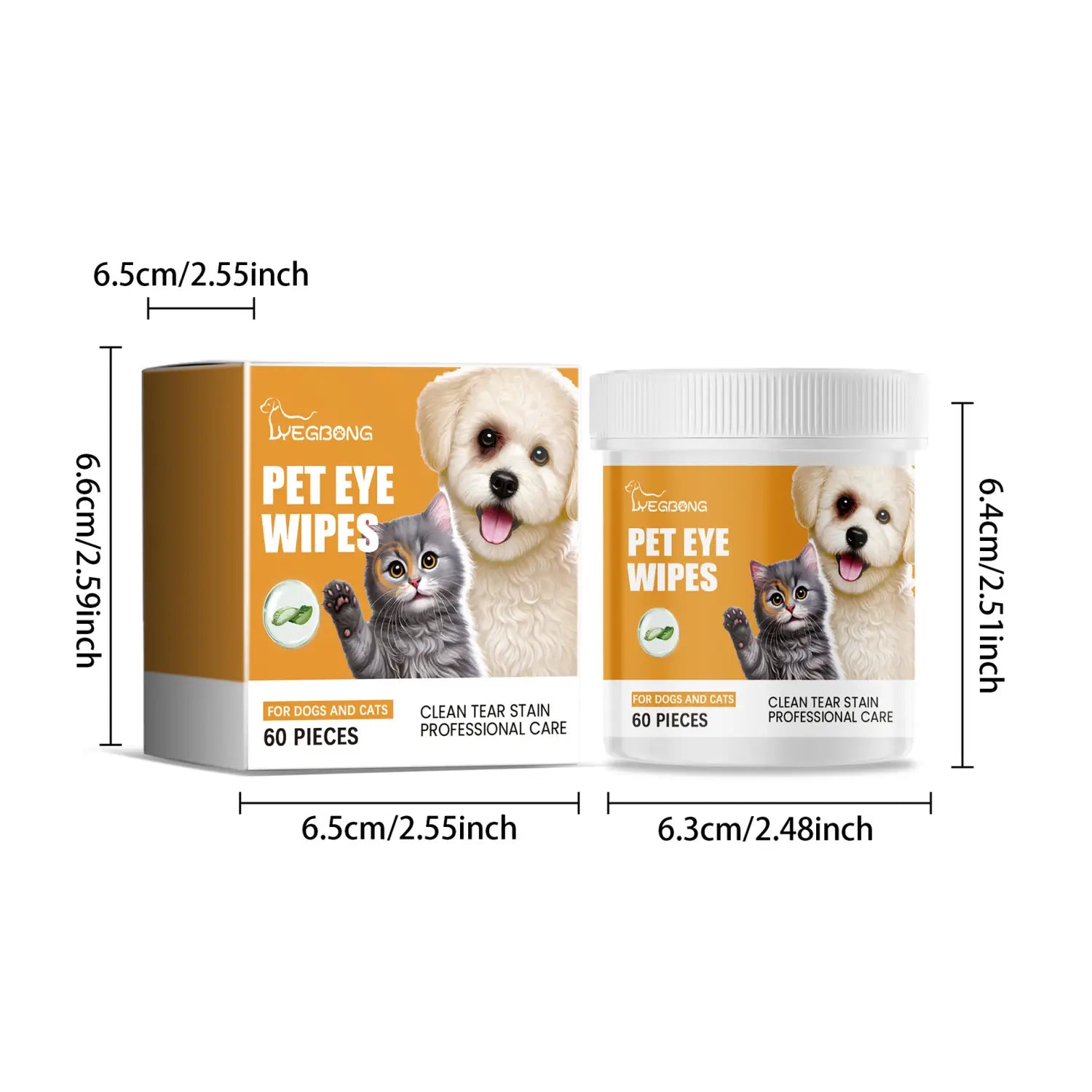 Haustier -Tränenfärbung nasse Wischtücher für Hunde und Katzen 60 Zählerpflegezubehör