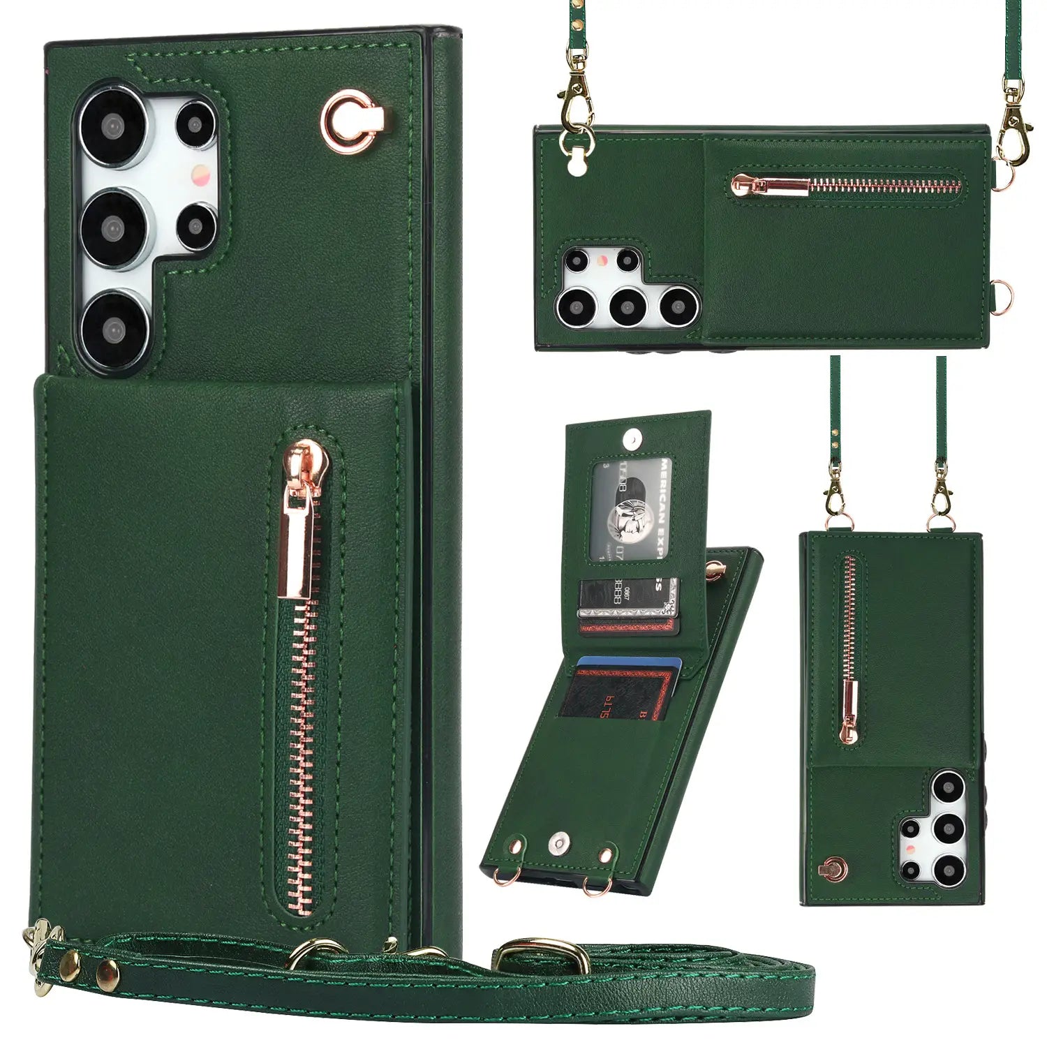 Samsung Card Holder Phone Case with Stand PU TPU Handmade Japanese Korean Style