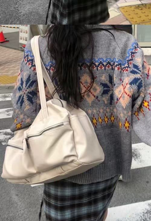 Sac fourre-tout en cuir Pu rétro sac à main de l'épaule américaine européenne grande capacité