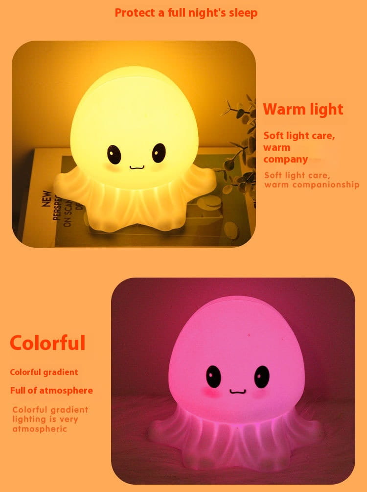 Creative Octopus Silicone Sleeping Night Light with Rechargeable Power Supply