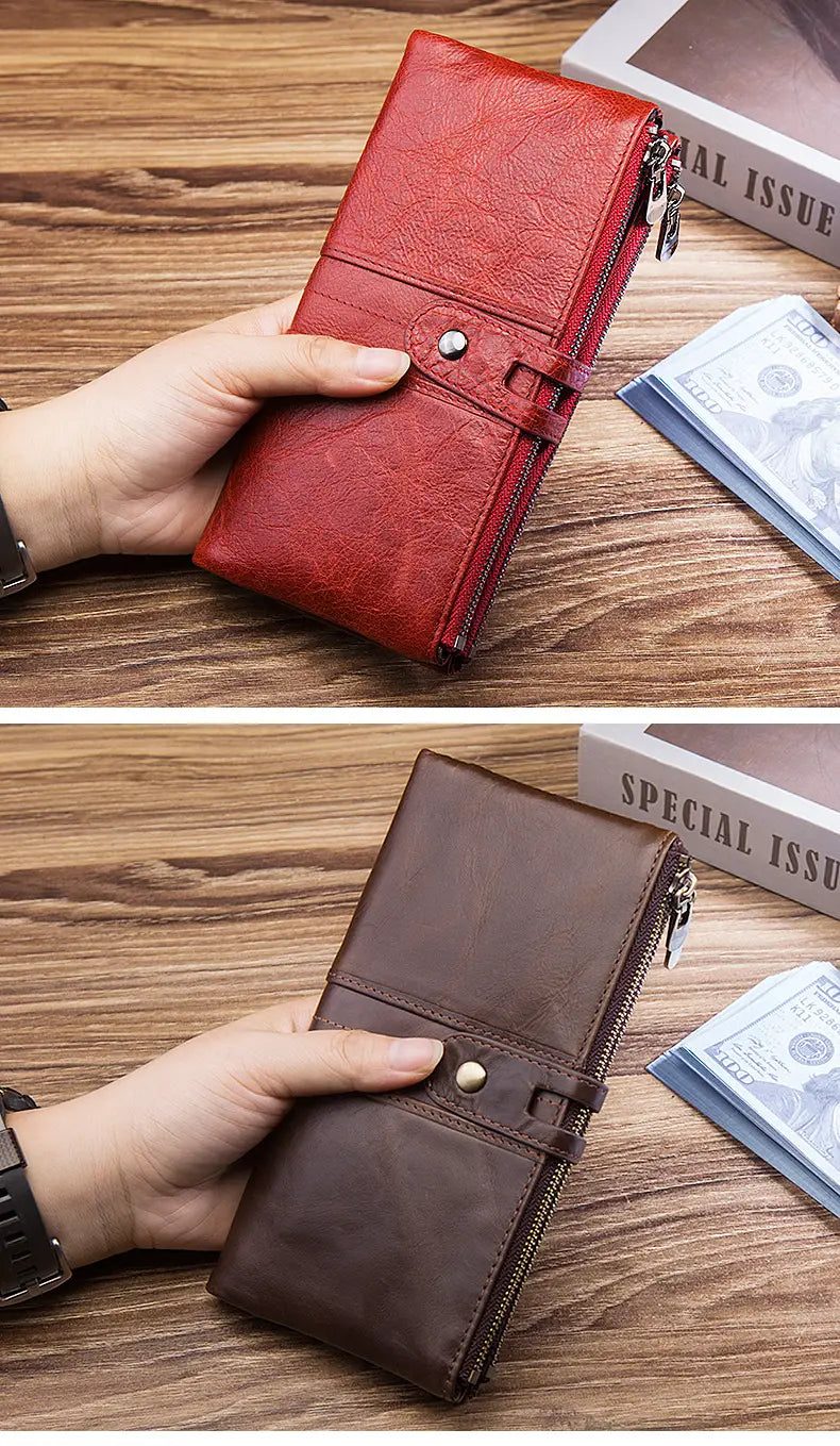 Leather Cortex Cowhide Wallet with Secret Compartments for United States and CHF
