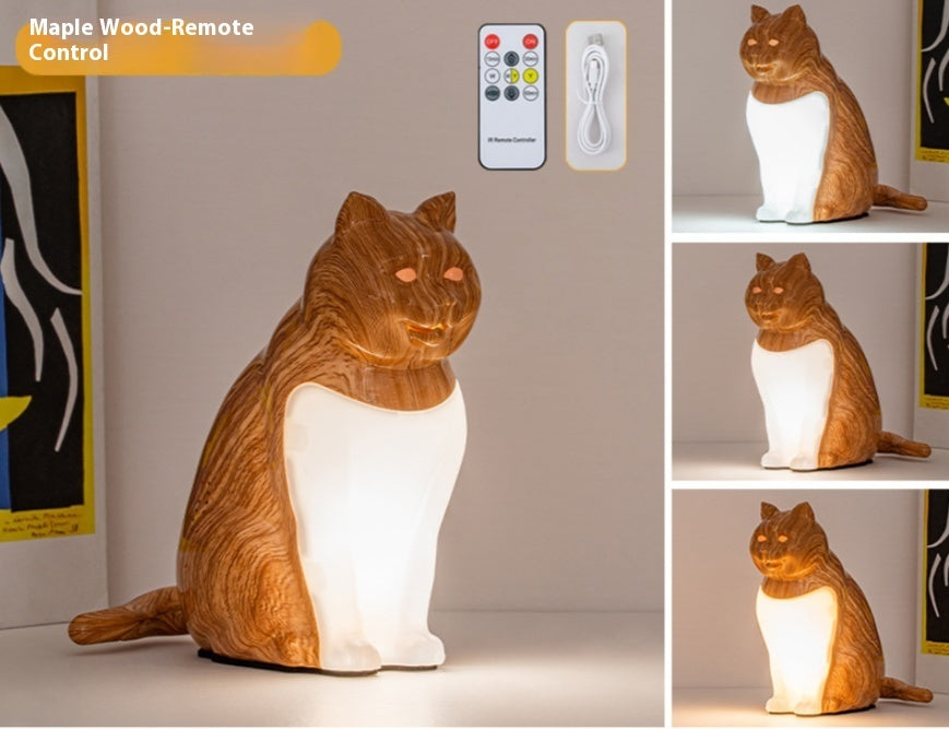 Decorative Night Light with USB Charging for Bedroom and Cat - bedroom usb charging cat decorative night light