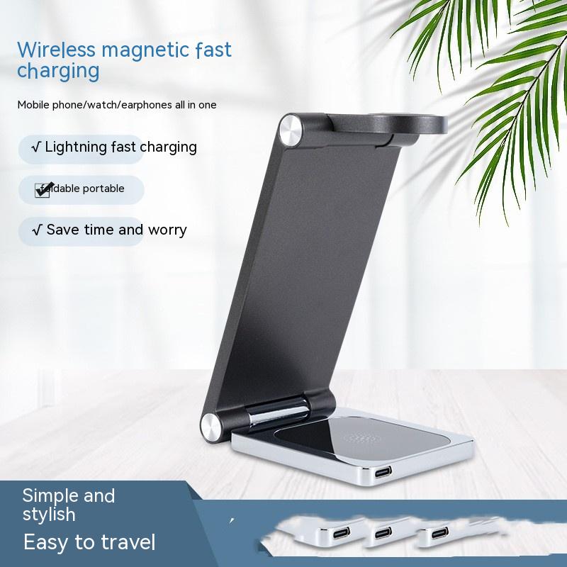 K13-B Metal Wireless Charger for United States CHF Devices Three-in-One Black