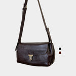 Deep Eggplant Leather Messenger Bag with Shoulder Strap - handbag shoulder messenger bag