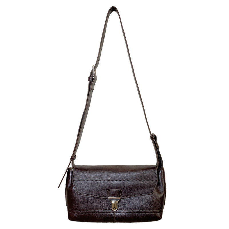 Deep Eggplant Leather Messenger Bag with Shoulder Strap - handbag shoulder messenger bag